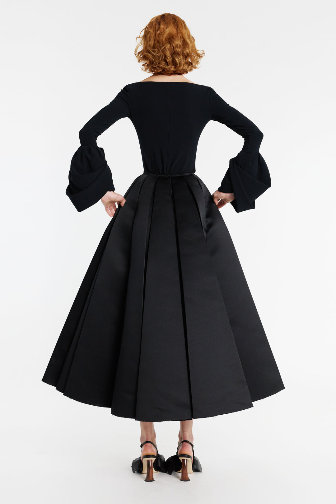 Satin Panelled Skirt Black