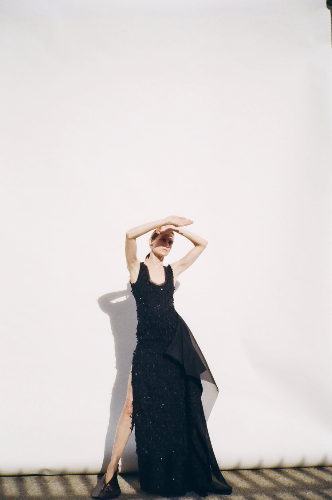 Tank Top Maxi Dress With Side Panel Detail Black