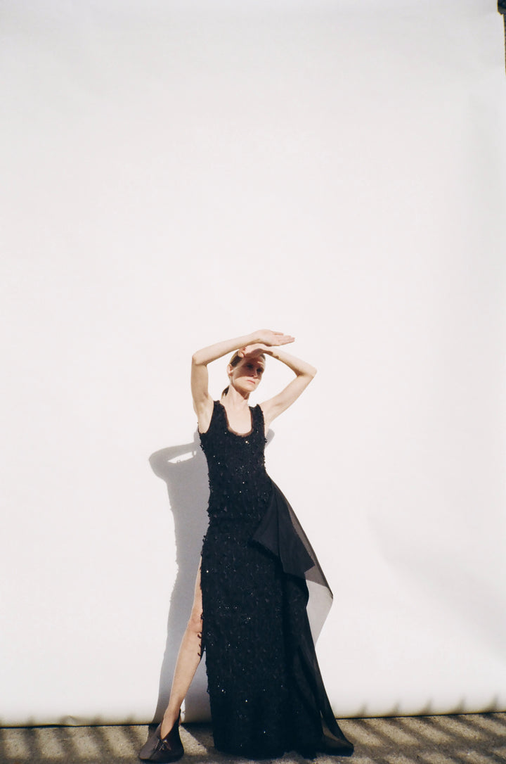 Tank Top Maxi Dress With Side Panel Detail Black