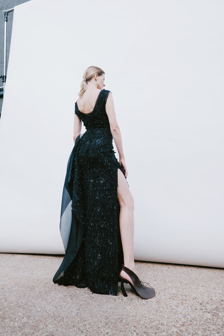 Tank Top Maxi Dress With Side Panel Detail Black