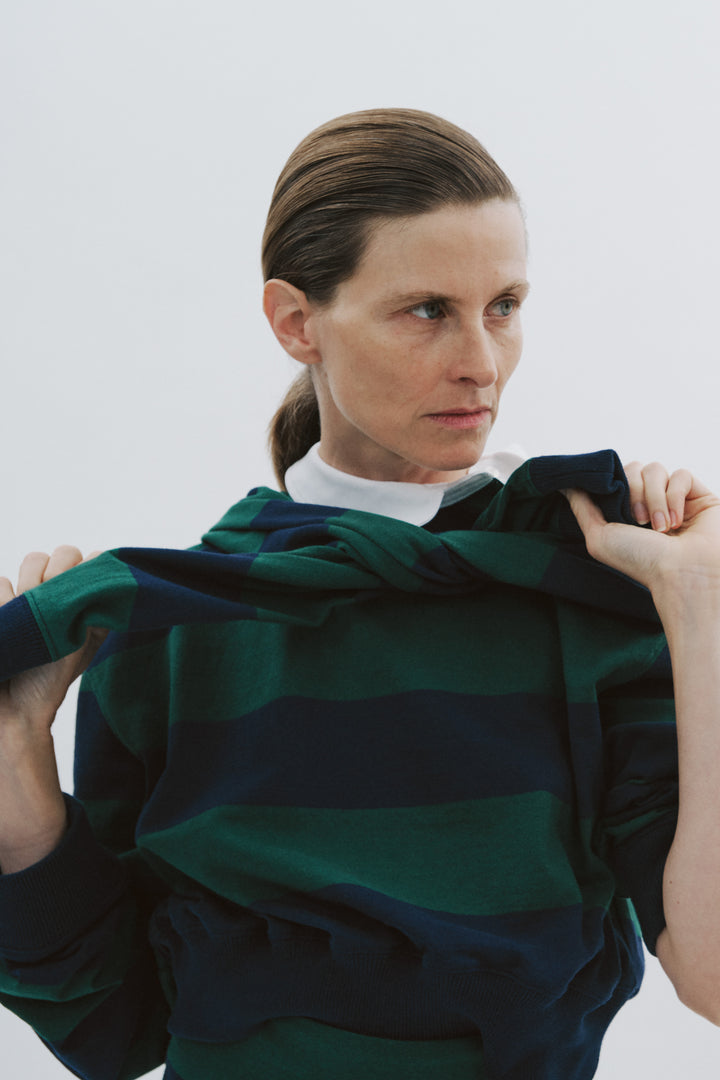 Twisted Collar Rugby Jersey Emerald Green Navy