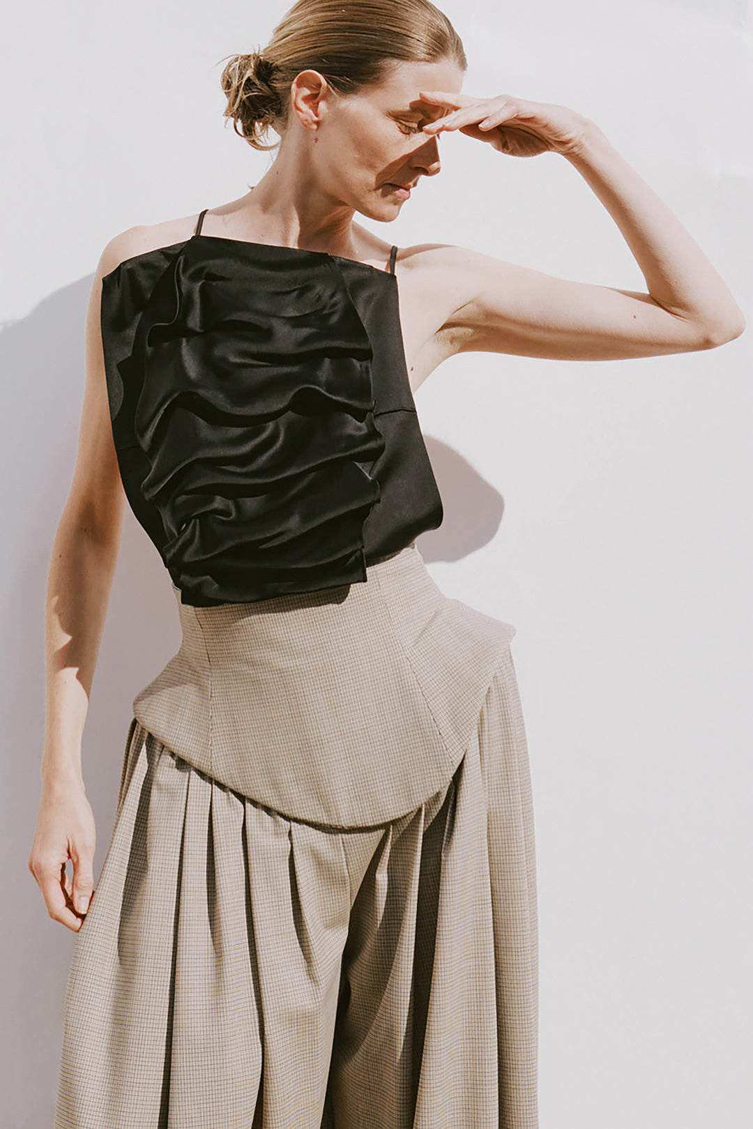 Open Back Bib-Front Top Black