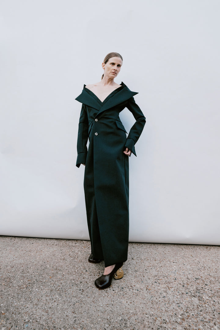 Vesper Shoes With Swan Heel Brown Silver Gold