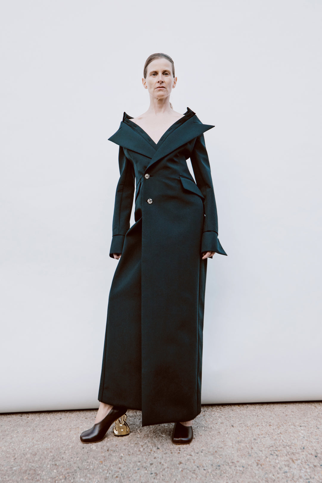 Vesper Shoes With Swan Heel Brown Silver Gold