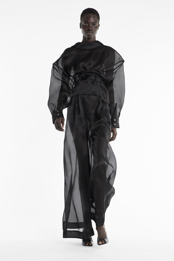 Organza Wide Leg Pants Black