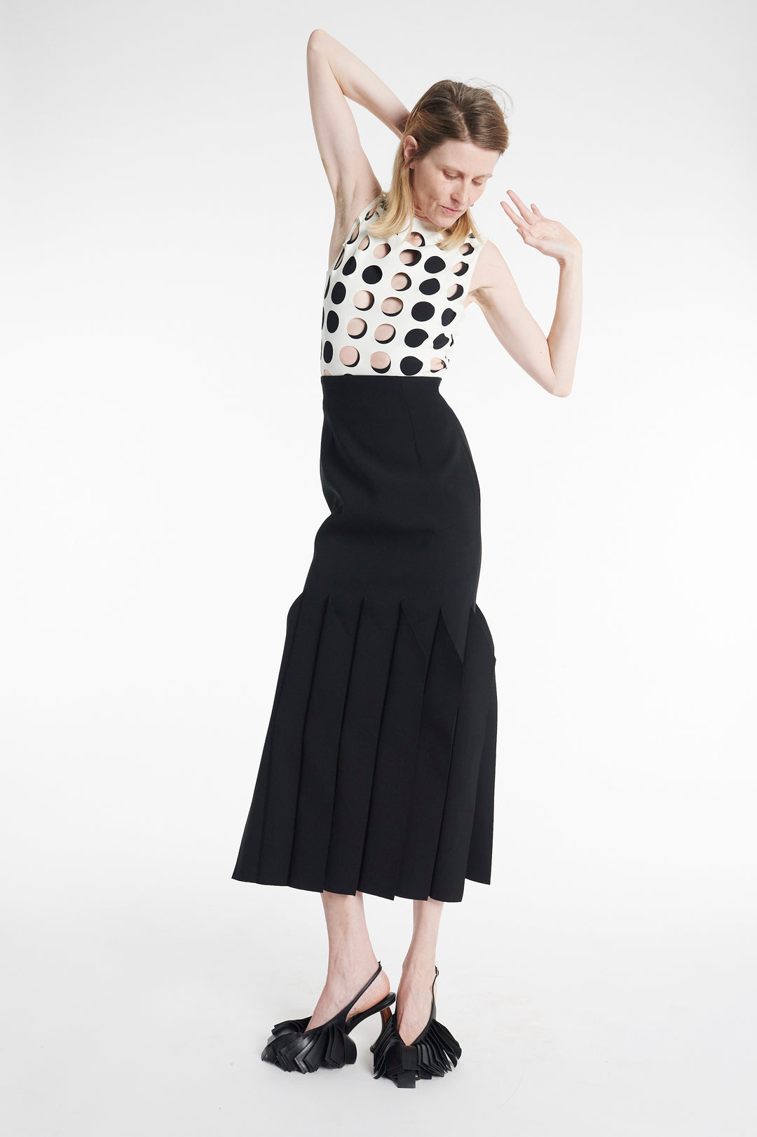 Midi Length Skirt With Hem Panel Detail Black