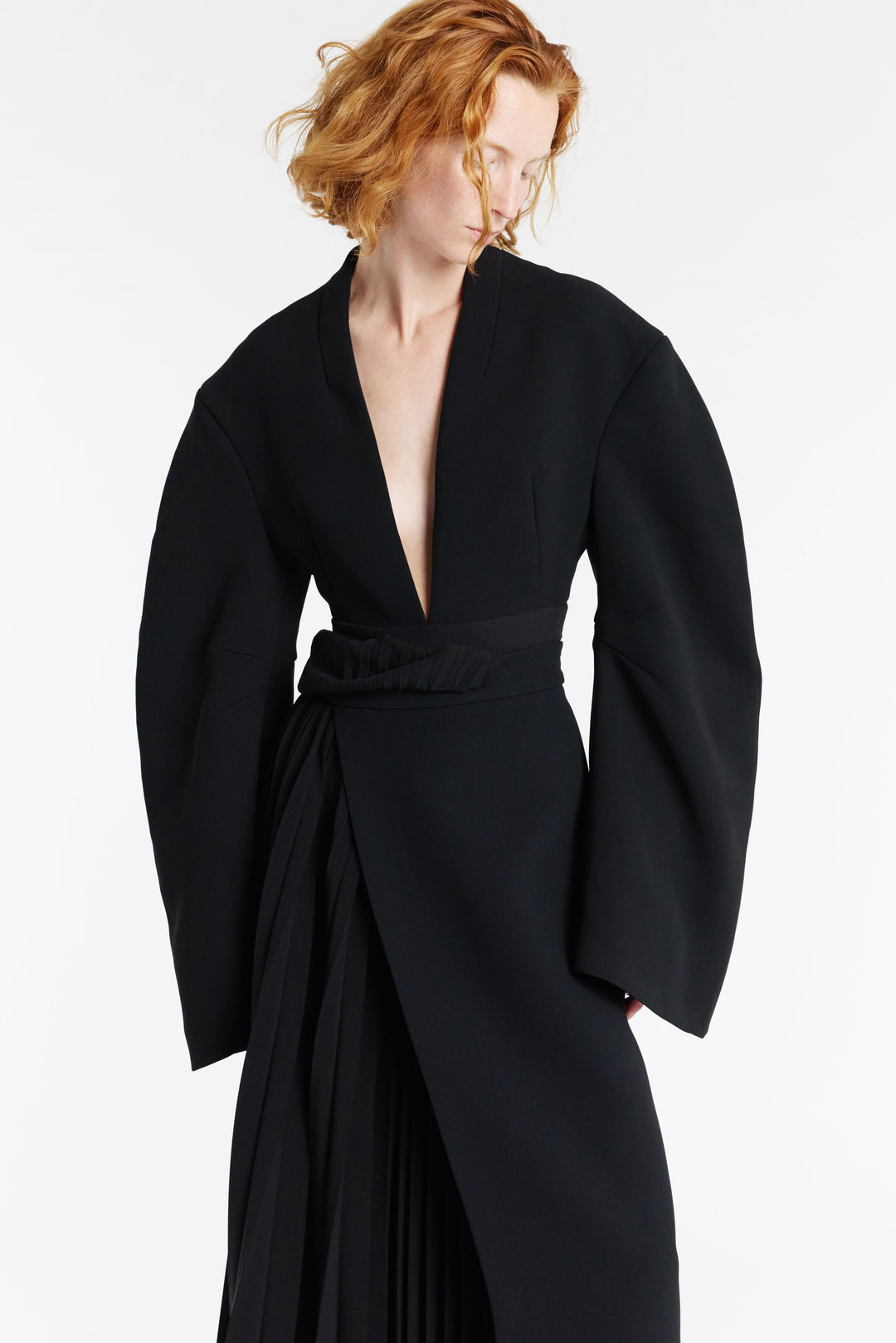 Skirt With Pleated Insert Black