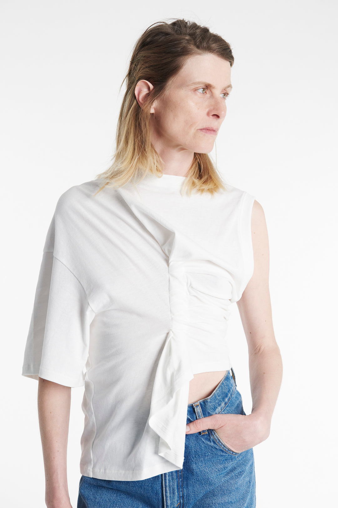 Knotted Jersey Top White