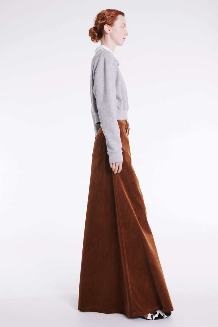 Cord Wide Leg Jean Trousers Tan