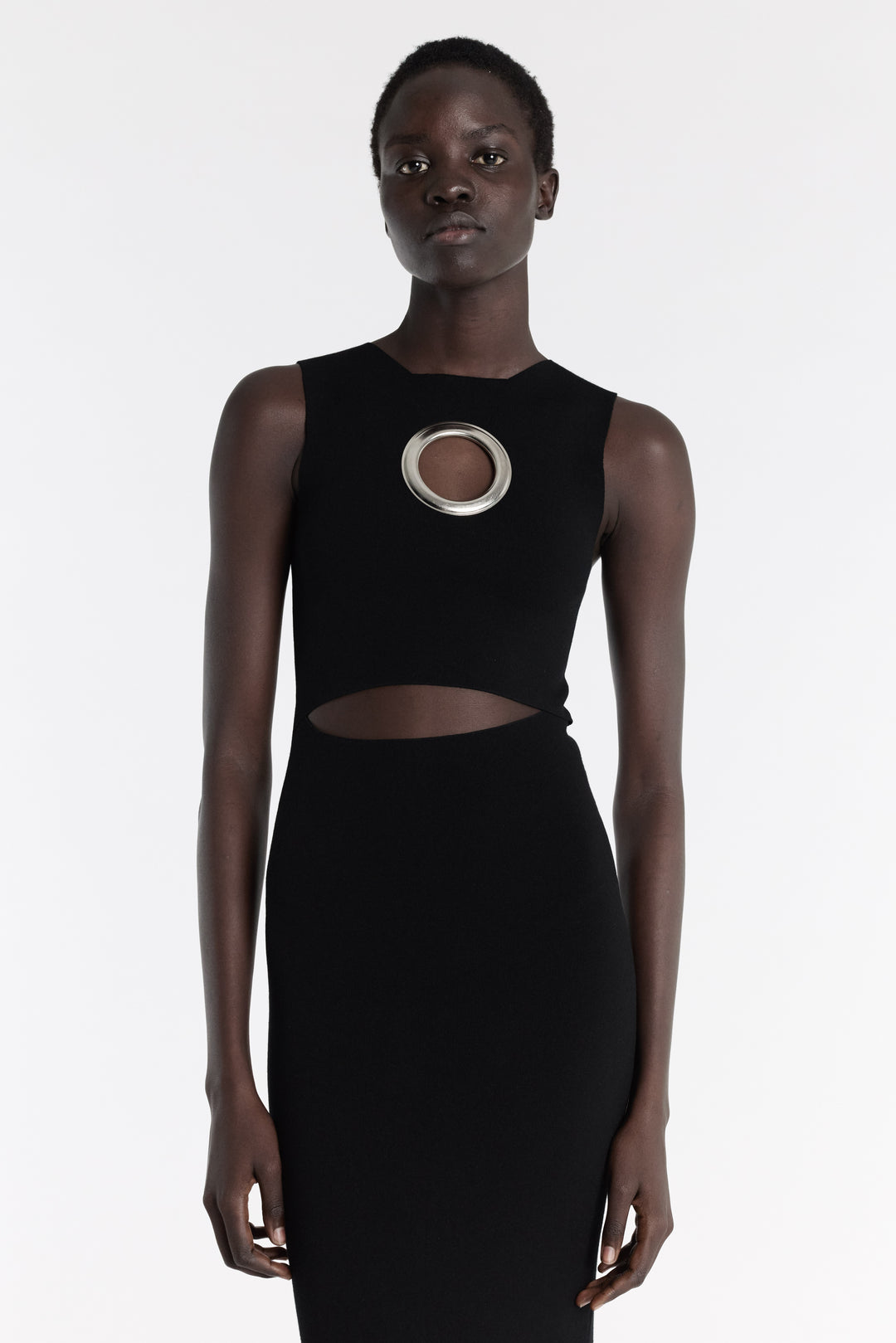 Knit Dress With Hem Panel Detail Black