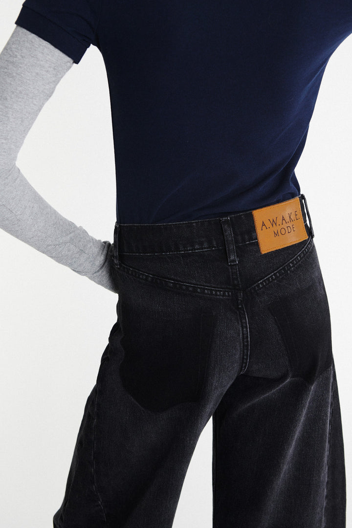 Denim Jeans With Inserts Washed Black