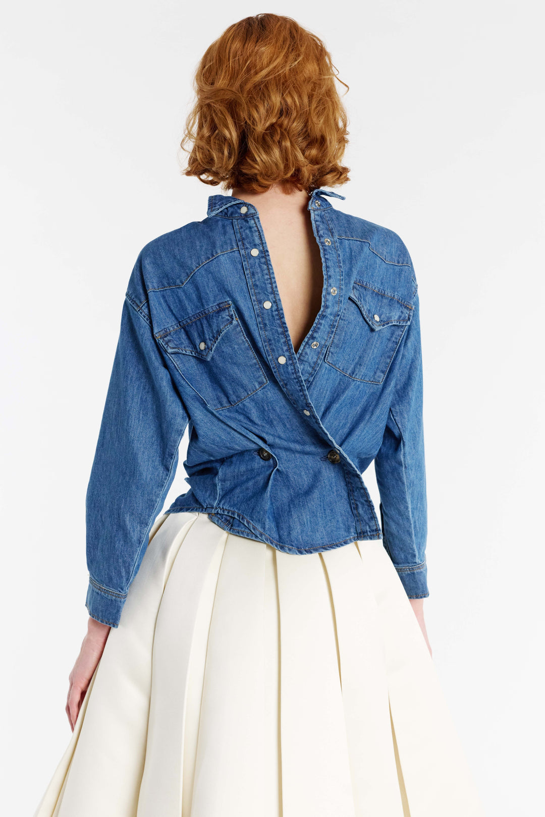 Back To Front Denim Shirt Mid Blue