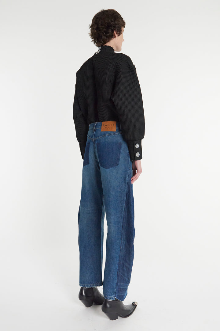 Recycled Jeans With Side Inserts Blue