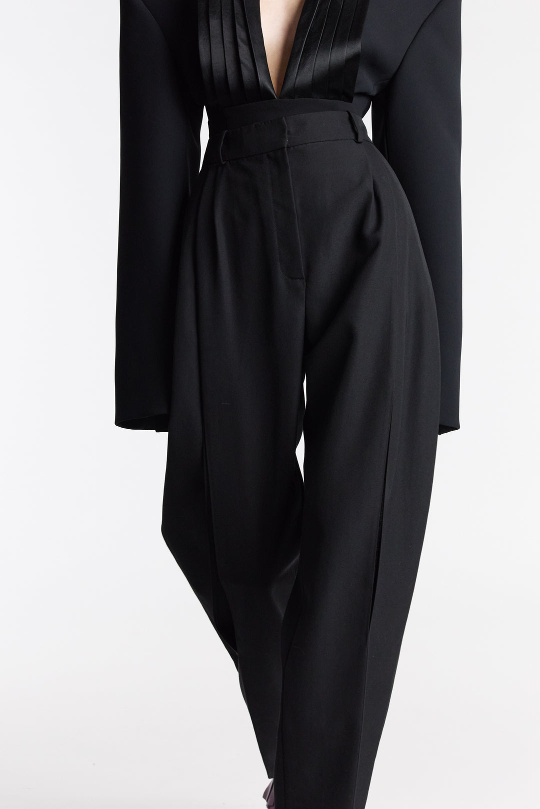Trousers With Vertical Knee Slits Black