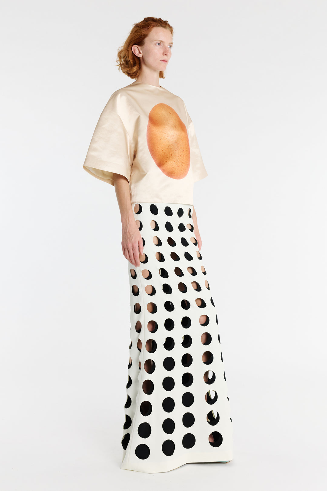 Boiled Egg Satin Top Peach