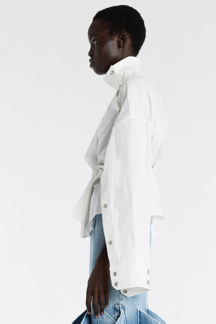 Asymmetric Collar Shirt White