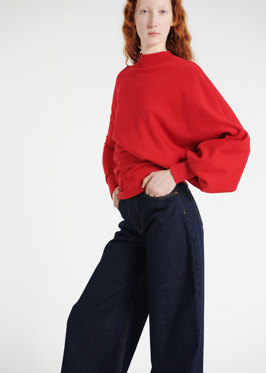 Slouched Sleeve Sweatshirt Red