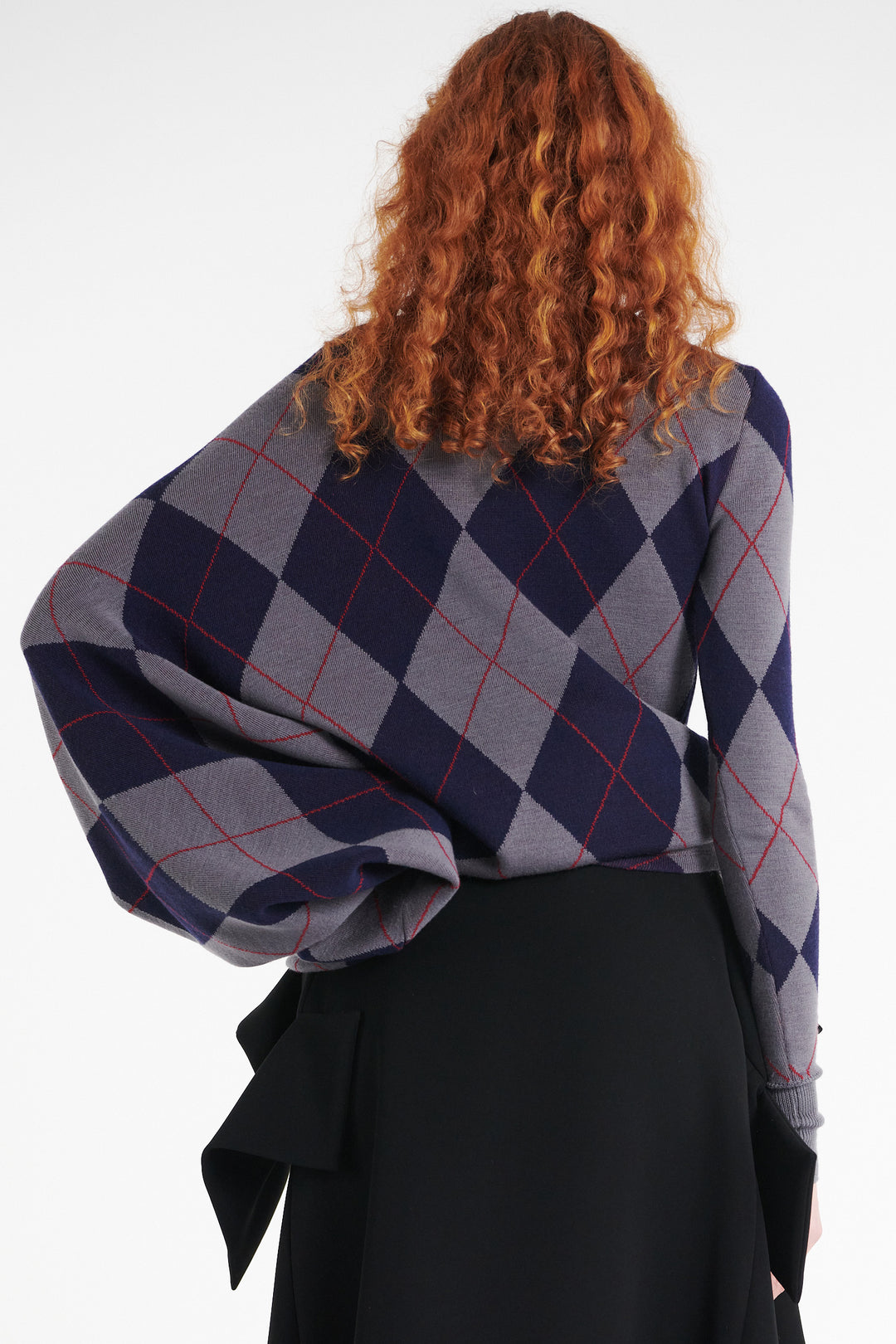 Argyle Knitted Top Navy Grey