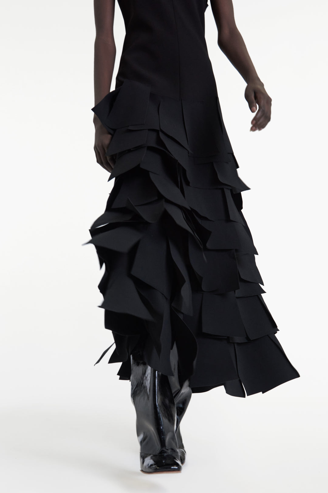 Sleeveless Dress With Laser Cut Elements Black