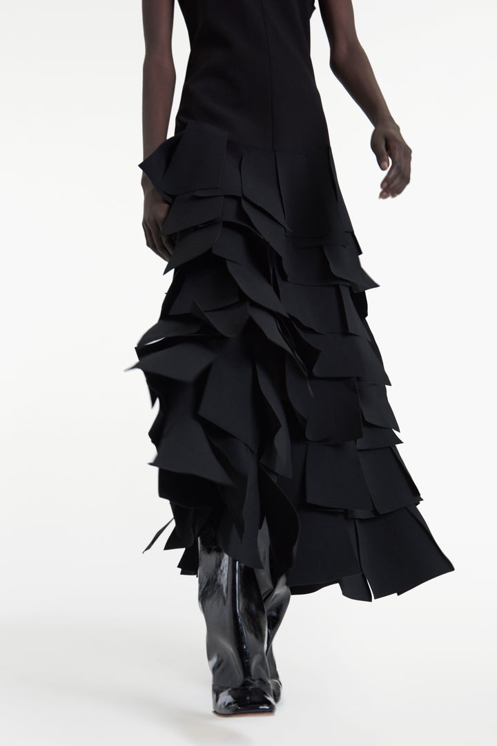 Sleeveless Dress With Laser Cut Elements Black