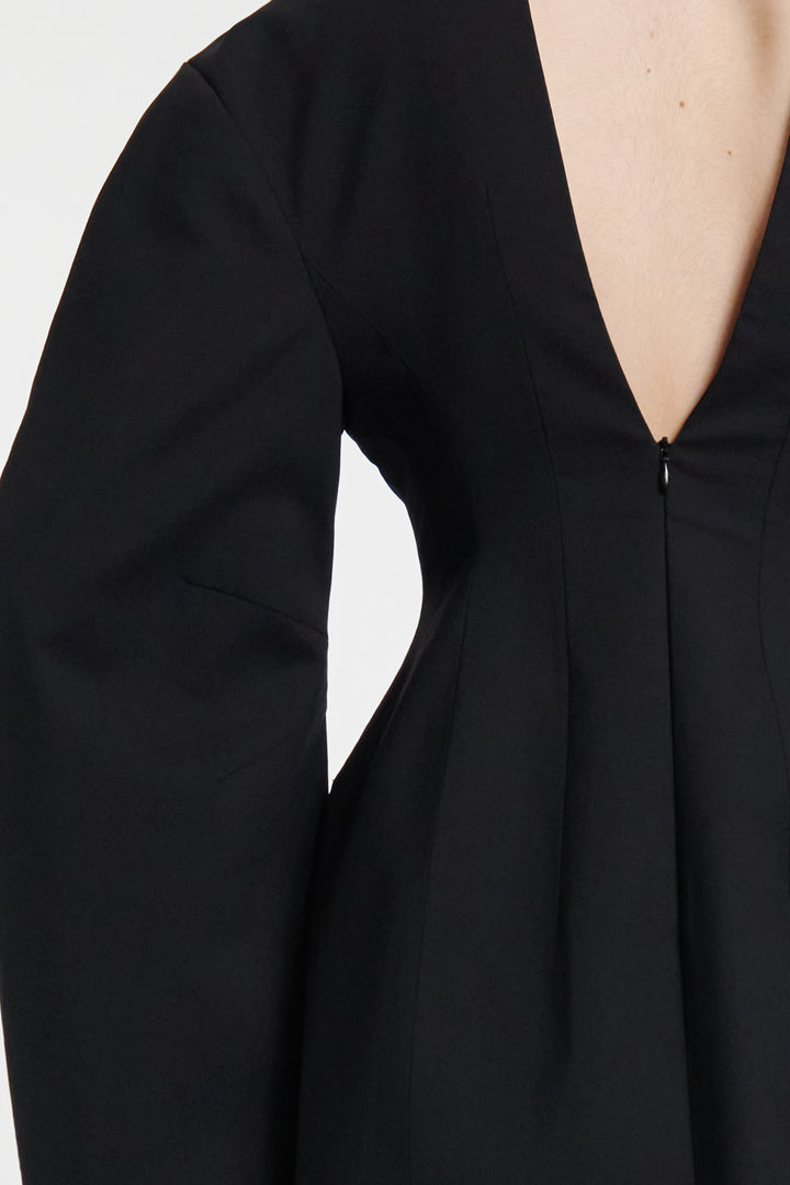 Rounded Sleeve Tailored Mini Dress Black