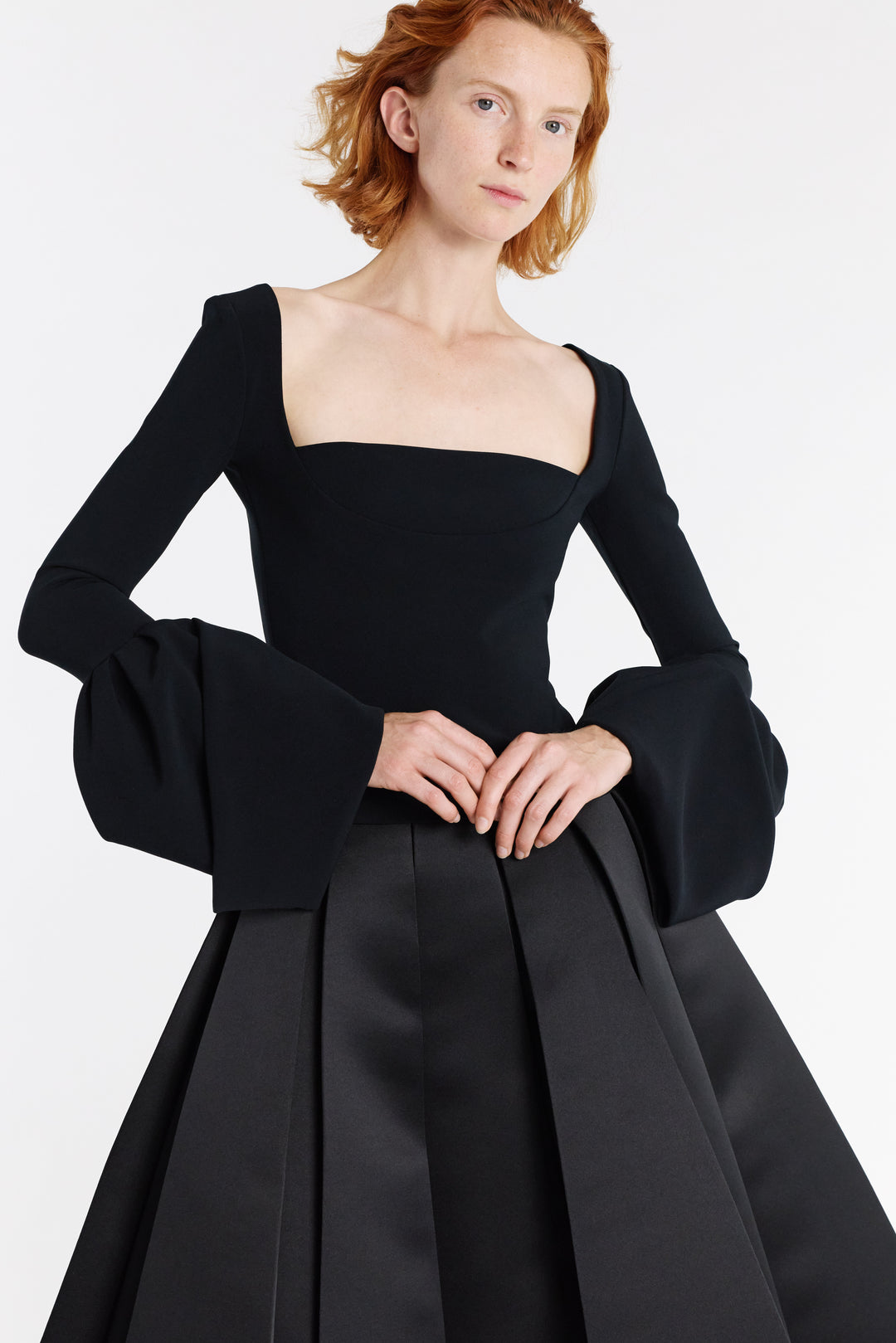 Satin Panelled Skirt Black