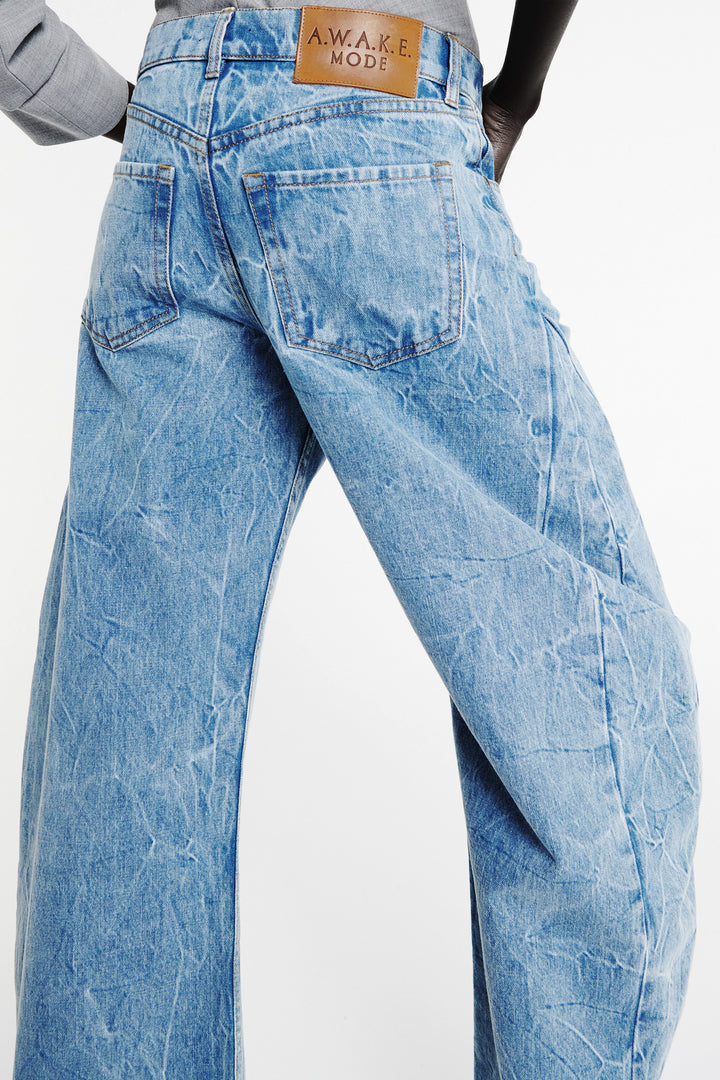 Denim Side Insert Jeans Indigo Acid Wash