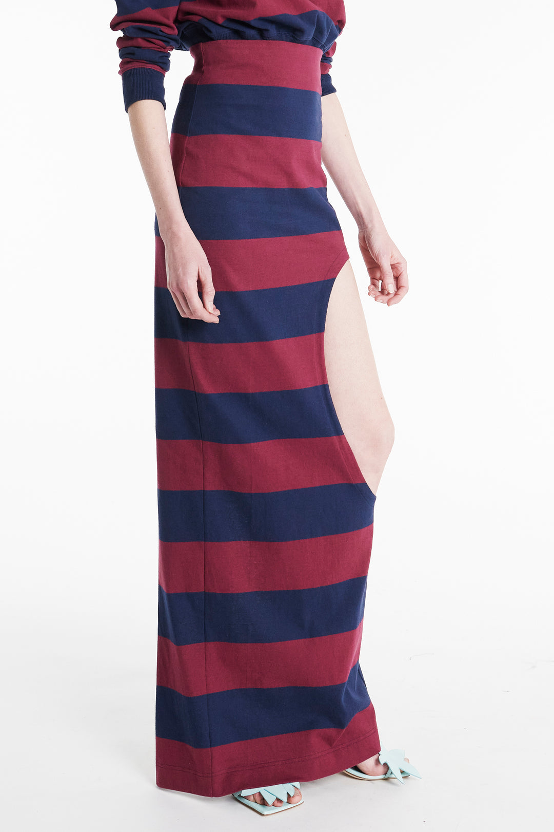 Pencil Skirt With Cut Out Burgundy Navy