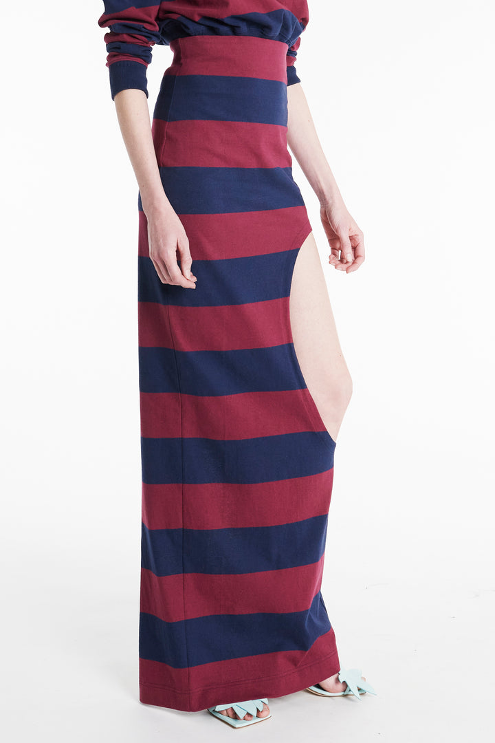 Pencil Skirt With Cut Out Burgundy Navy