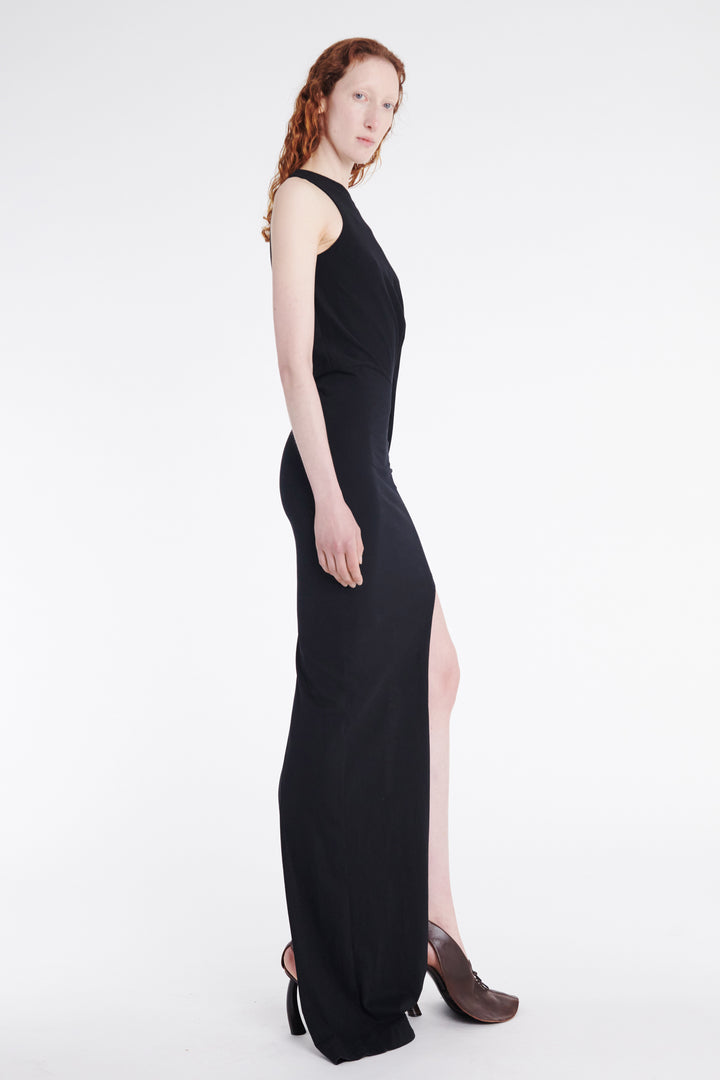 Asymmetric Maxi Dress With Cutout Black