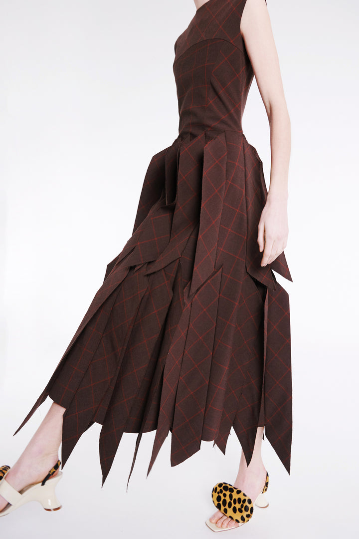 Dress With Panel Brown Check