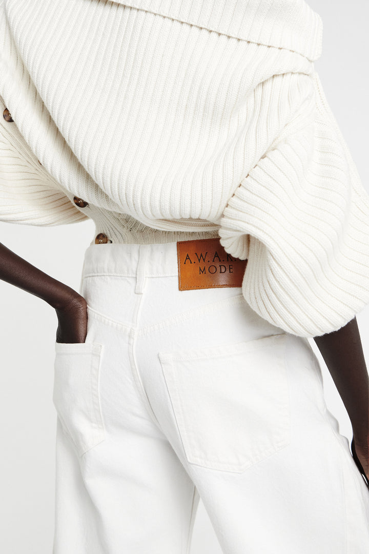 Denim Jeans With Inserts White Denim