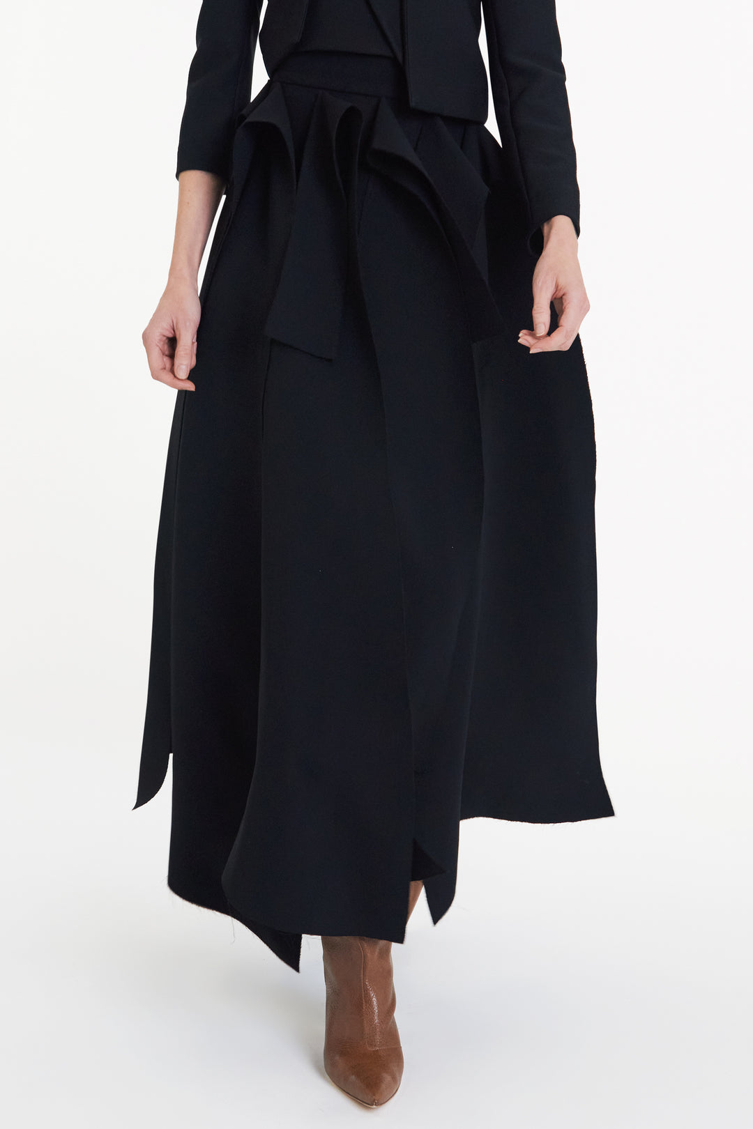 Multiple Asymmetric Panels Skirt Black