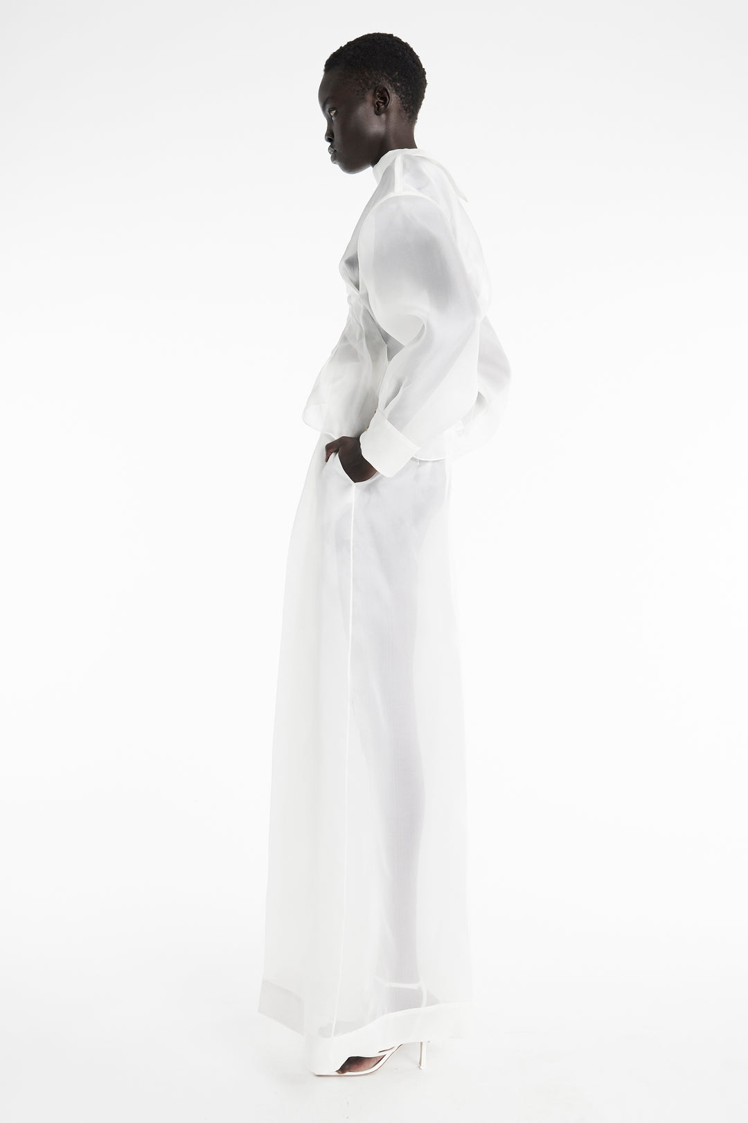 Organza Wide Leg Pants White