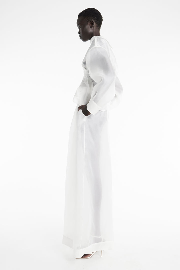 Organza Wide Leg Pants White
