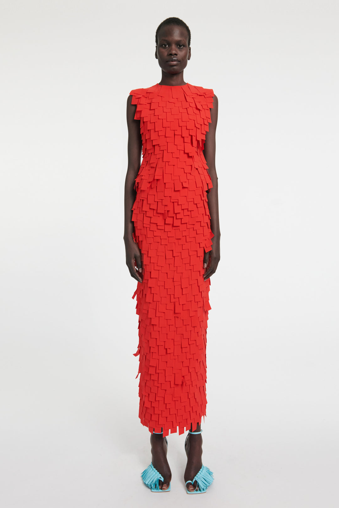 Multi Rectangle Skirt Red