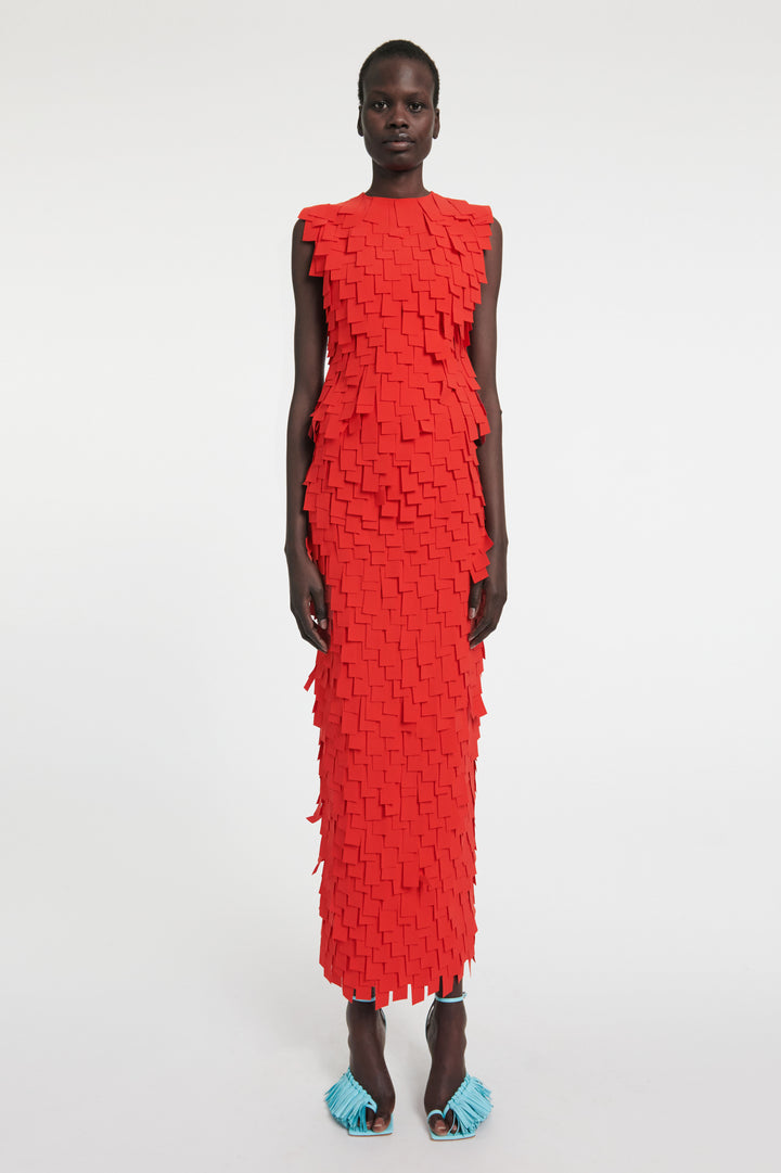 Multi Rectangle Skirt Red