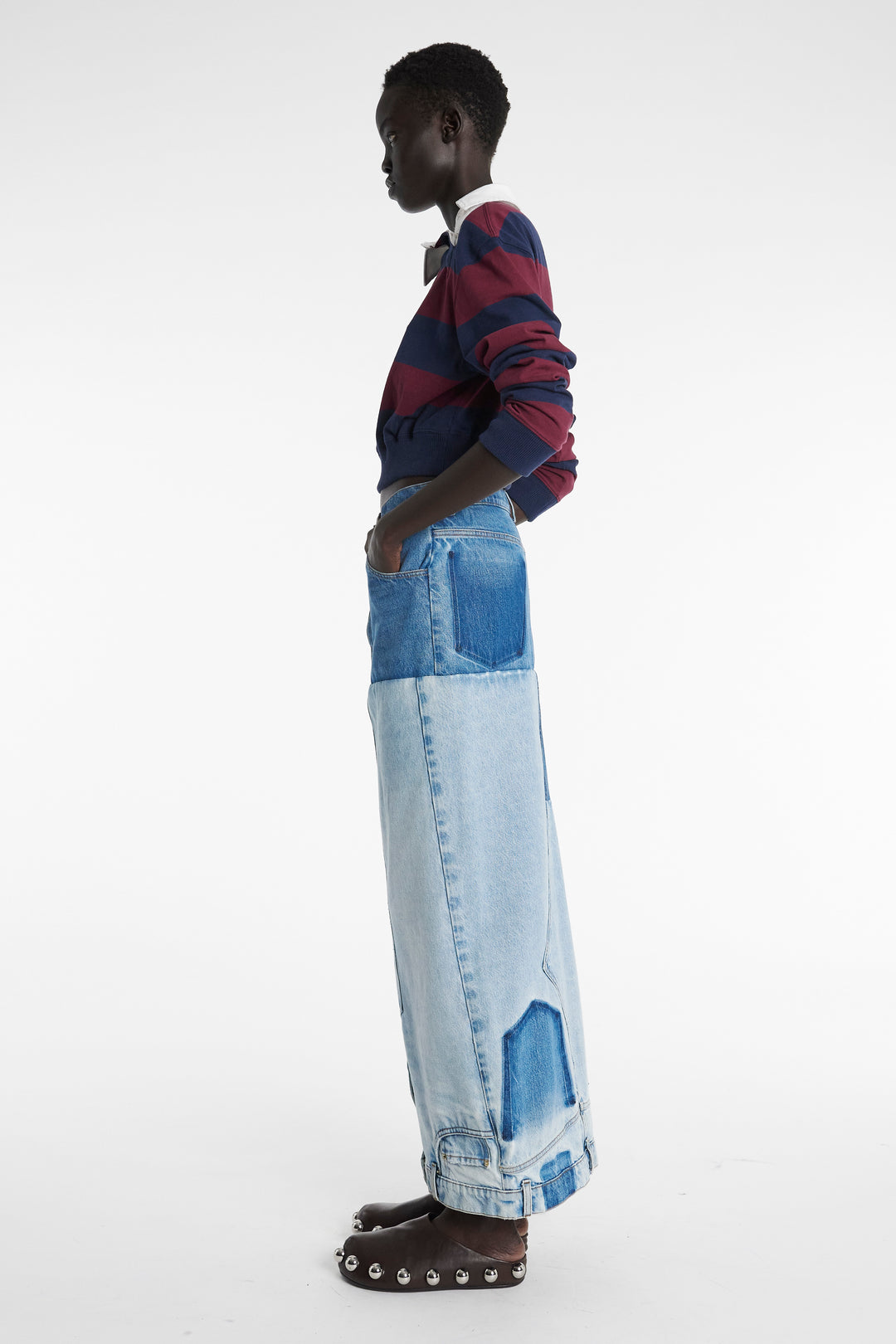 Twisted Collar Rugby Jersey Burgundy Navy