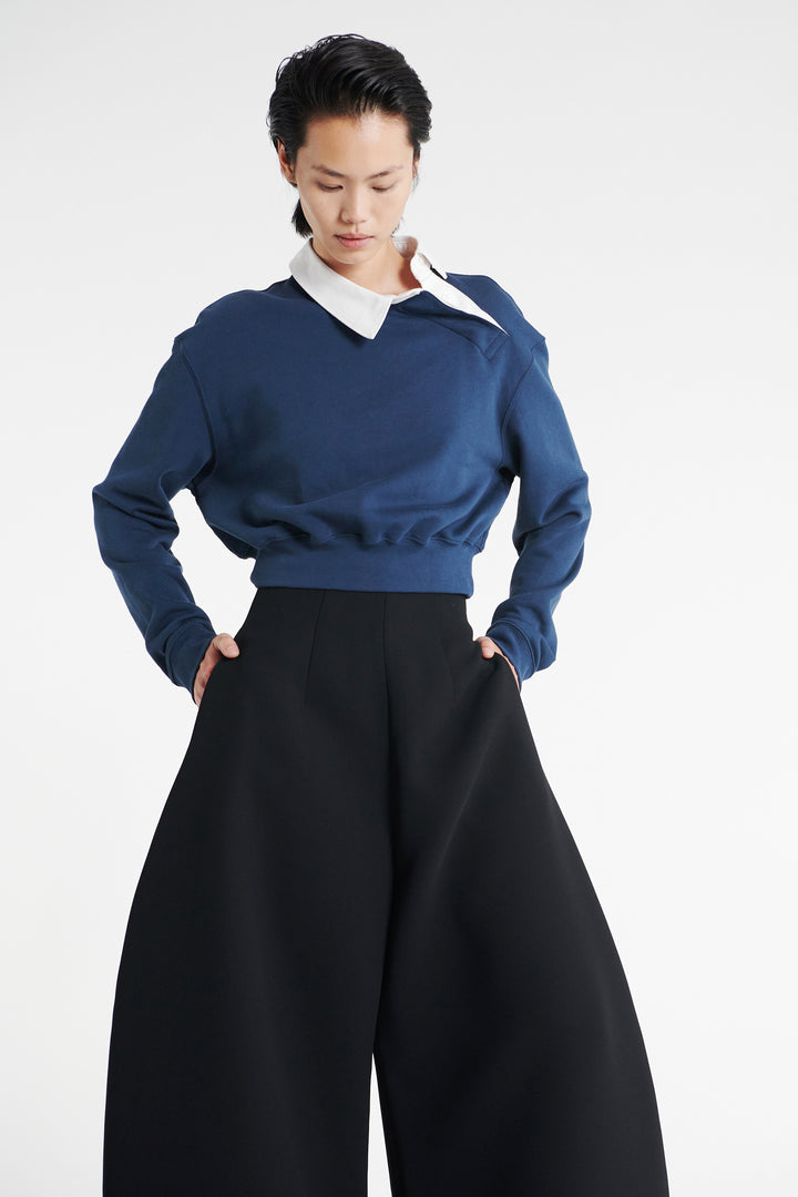 High Rise Rounded Trousers Black