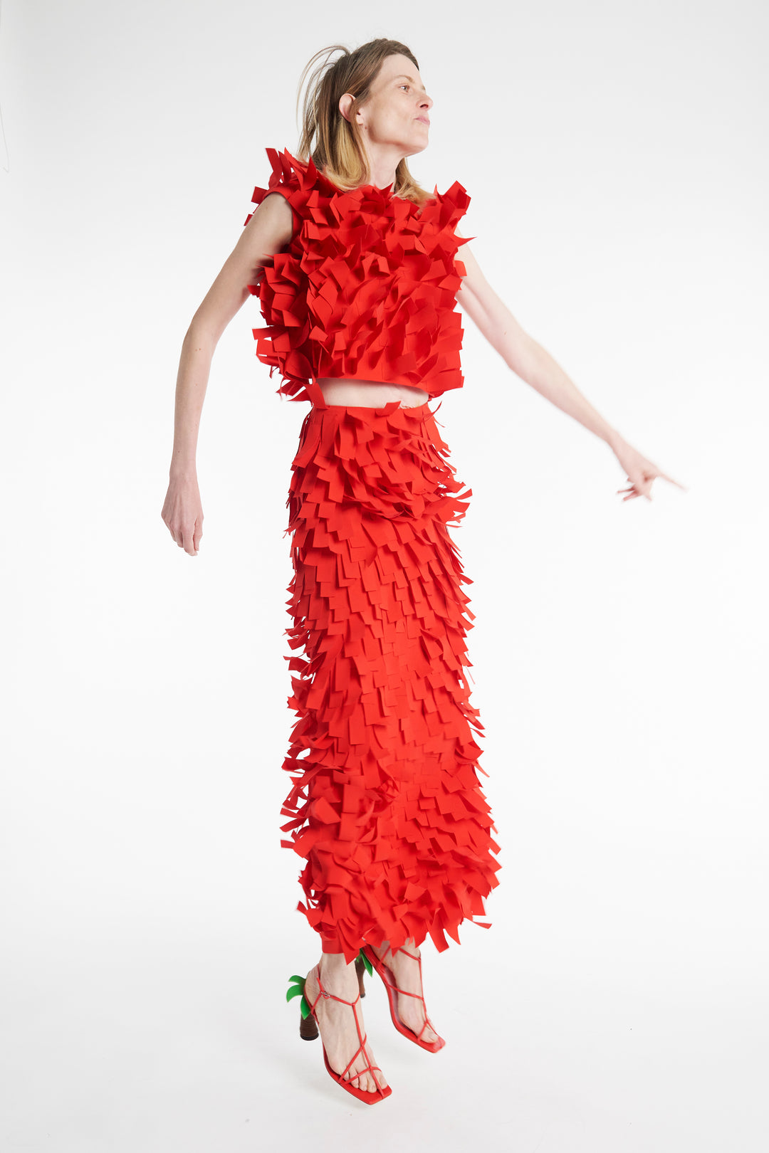 Top With Rectangle Detail Red