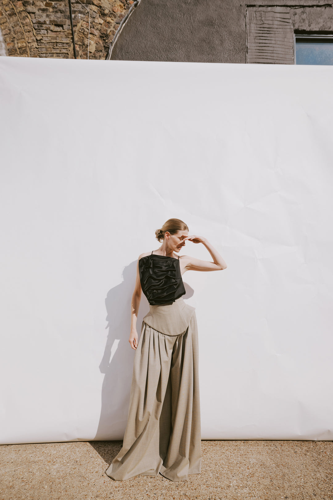 Open Back Bib-Front Top Black