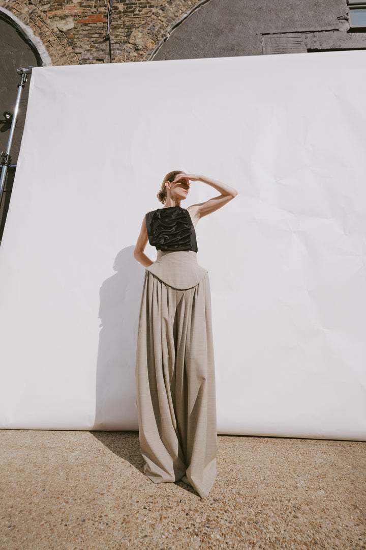 Open Back Bib-Front Top Black