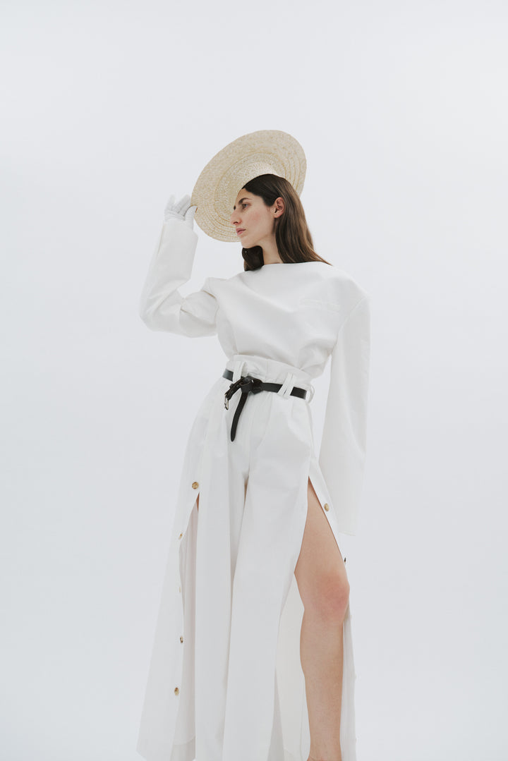 Full Split Wide Leg Trousers White