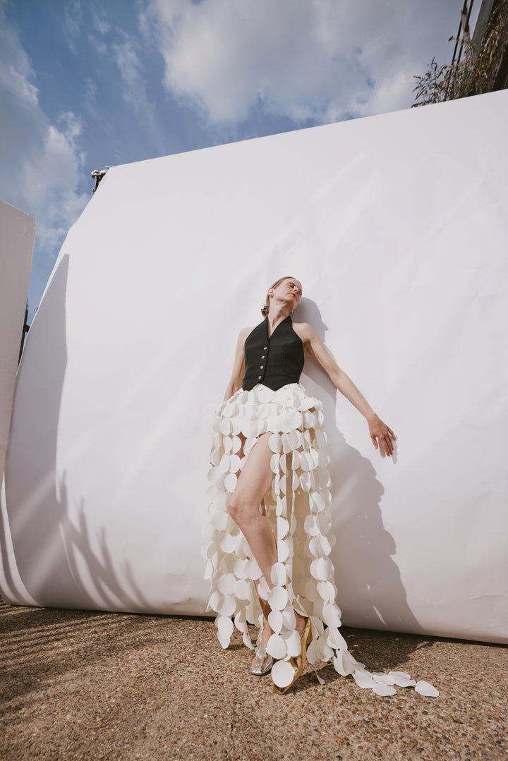 Basque Multicircle Skirt Ivory