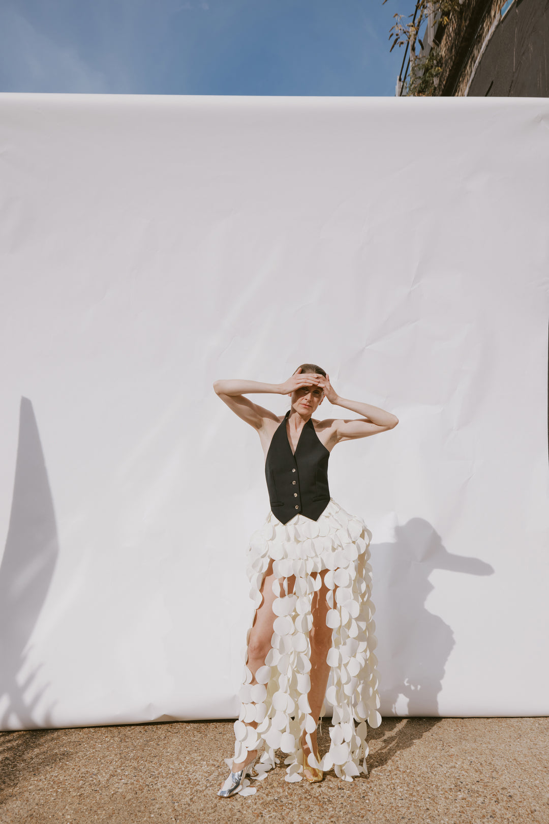 Basque Multicircle Skirt Ivory