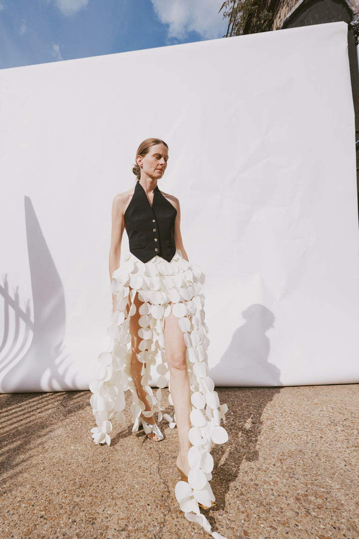 Basque Multicircle Skirt Ivory