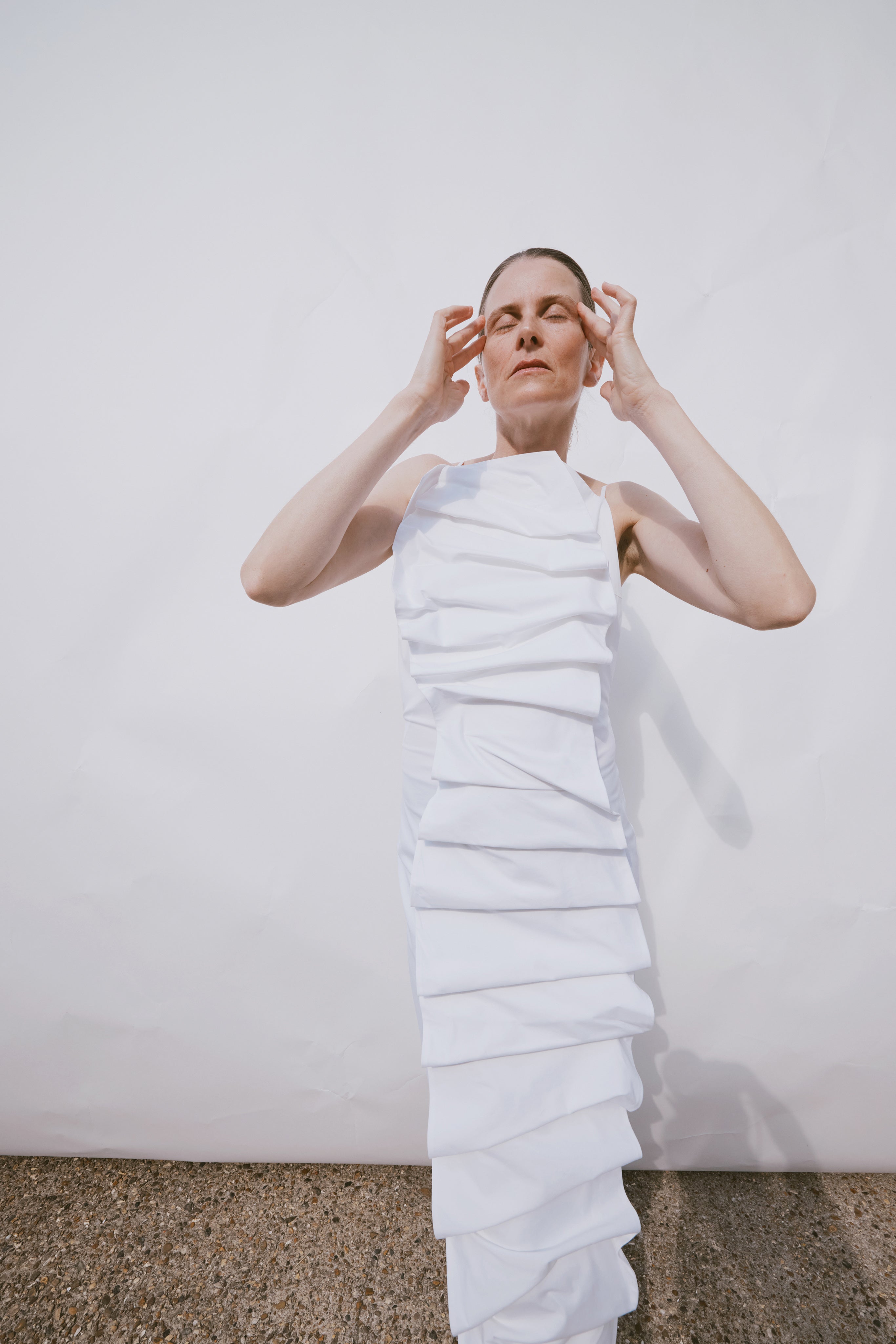 Bib-Front Structured Dress With Open Back White | Luxury