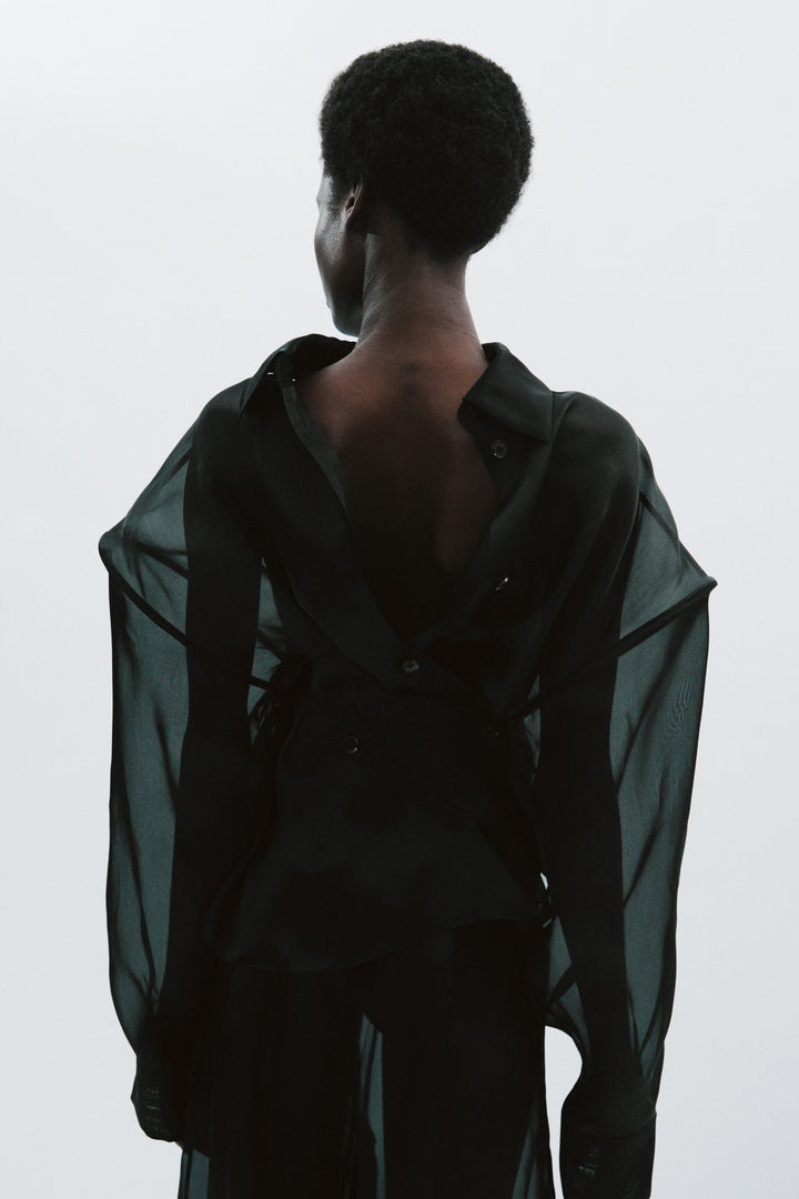 Organza Twisted Shirt Black