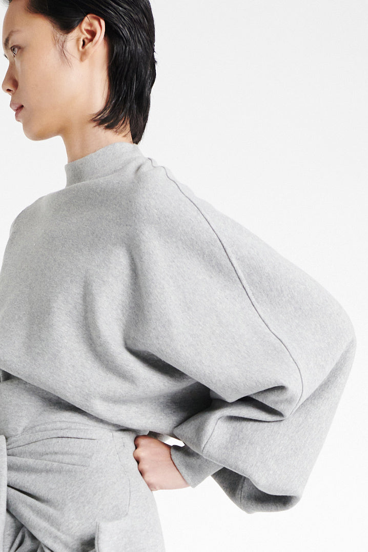 Jersey Slouched Sleeve Sweatshirt Grey Melange
