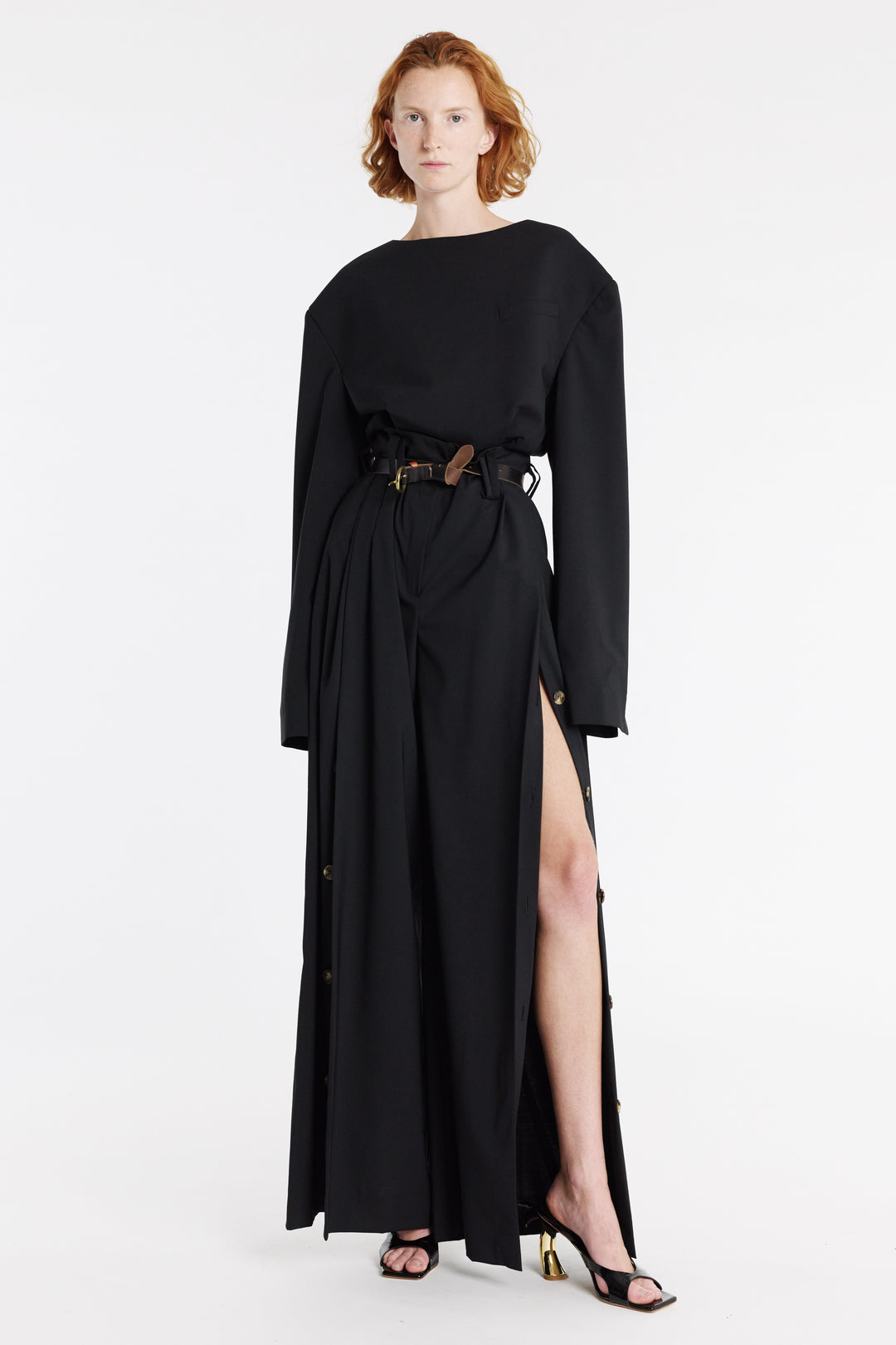 Full Split Wide Leg Trousers Black